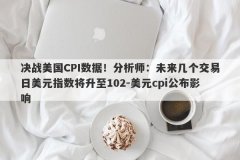 决战美国CPI数据！分析师：未来几个交易日美元指数将升至102-美元cpi公布影响