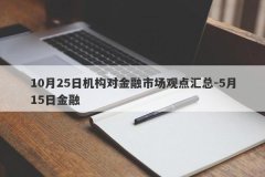 10月25日机构对金融市场观点汇总-5月15日金融