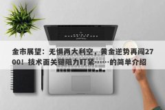 金市展望：无惧两大利空，黄金逆势再闯2700！技术面关键阻力盯紧……的简单