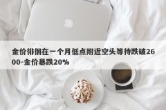 金价徘徊在一个月低点附近空头等待跌破2600-金价暴跌20%