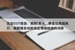包含COT报告：英镑/美元、黄金在英国央行、美联储会议前接近情绪极端的词条