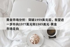 黄金市场分析：突破1959美元后，有望进一步升向1977美元和1985美元-黄金市场走