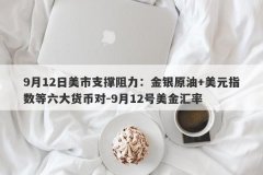 9月12日美市支撑阻力：金银原油+美元指数等六大货币对-9月12号美金汇率