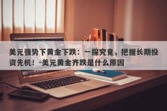 美元强势下黄金下跌：一探究竟，把握长期投资先机！-美元黄金齐跌是什么原