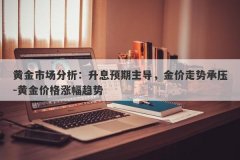 黄金市场分析：升息预期主导，金价走势承压-黄金价格涨幅趋势