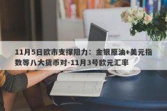 11月5日欧市支撑阻力：金银原油+美元指数等八大货币对-11月3号欧元汇率