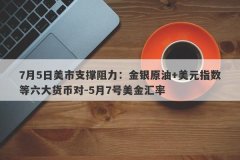 7月5日美市支撑阻力：金银原油+美元指数等六大货币对-5月7号美金汇率