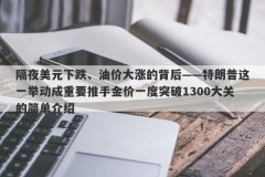 隔夜美元下跌、油价大涨的背后——特朗普这一举动成重要推手金价一度突破