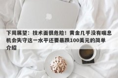 下周展望：技术面很危险！黄金几乎没有喘息机会失守这一水平还要暴跌100美元