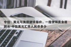 中信：美元与美债继续攀升，一度使得贵金属跳水-中信美元汇率人民币多少