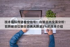 技术指标传递看空信号！白银日内交易分析：若跌破该位银价恐再大跌逾2%的简