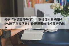 关于“投资者吓坏了”！银价惊人暴跌逾4.5%接下来如何走？分析师银价技术分
