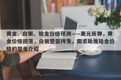 黄金、白银、铂金价格预测——美元反弹，黄金价格回落，白银整装待发，需求
