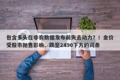 包含多头在非农数据发布前失去动力？！金价受股市抛售影响、跌至2490下方的