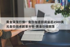 黄金突发行情！金价加速回调逼近2500美元金价技术前景分析-黄金价格回落