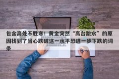 包含高处不胜寒！黄金突然“高台跳水”的原因找到了当心跌破这一水平恐进一