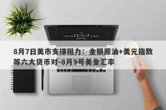 8月7日美市支撑阻力：金银原油+美元指数等六大货币对-8月9号美金汇率