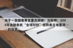 关于一张图看黄金重大突破！分析师：2008年金融危机“全球印钞”拯救美元难