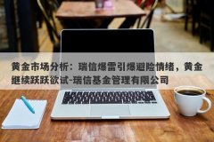 黄金市场分析：瑞信爆雷引爆避险情绪，黄金继续跃跃欲试-瑞信基金管理有限