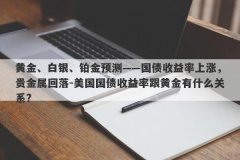 黄金、白银、铂金预测——国债收益率上涨，贵金属回落-美国国债收益率跟黄