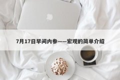7月17日早间内参——宏观的简单介绍