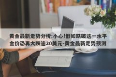 黄金最新走势分析:小心!假如跌破这一水平金价恐再大跌逾20美元-黄金最新走势