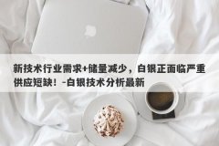 新技术行业需求+储量减少，白银正面临严重供应短缺！-白银技术分析最新