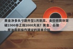 黄金净多头寸跳升至1月新高、金价将很快突破1900并上探2000大关？黄金、白银、