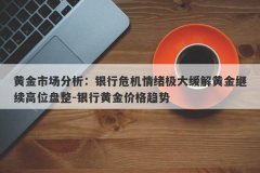 黄金市场分析：银行危机情绪极大缓解黄金继续高位盘整-银行黄金价格趋势