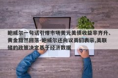 鲍威尔一句话引爆市场美元美债收益率齐升、黄金黯然回落-鲍威尔还向议员们