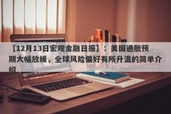 【12月13日宏观金融日报】：美国通胀预期大幅放缓，全球风险偏好有所升温的