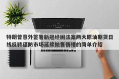 特朗普意外签署新冠纾困法案两大原油期货日线反转谨防市场延续抛售情绪的简
