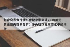 包含突发大行情！金价急涨突破2010美元黄金日内交易分析：多头盼攻克重要水