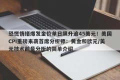 恐慌情绪爆发金价单日飙升逾45美元！美国CPI重磅来袭首席分析师：黄金和欧元