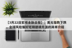 【3月22日宏观金融日报】：美元指数下跌，全球风险偏好短期继续升温的简单介