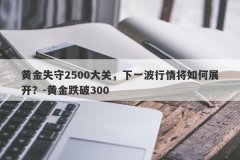 黄金失守2500大关，下一波行情将如何展开？-黄金跌破300