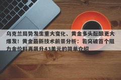 乌克兰局势发生重大变化、黄金多头酝酿更大爆发！黄金最新技术前景分析：若