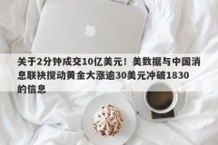 关于2分钟成交10亿美元！美数据与中国消息联袂搅动黄金大涨逾30美元冲破183