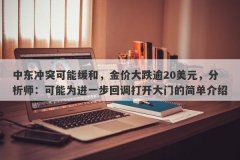 中东冲突可能缓和，金价大跌逾20美元，分析师：可能为进一步回调打开大门的