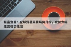 巨富金业：全球贸易局势局势升级，金价大幅走高强势收涨