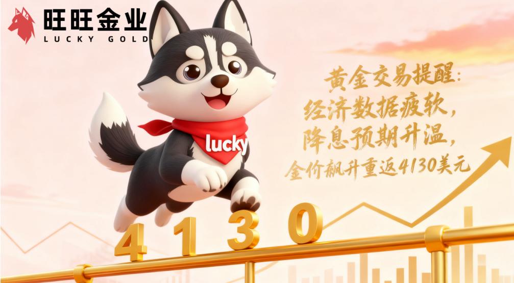 黄金交易提醒：经济数据疲软，降息预期升温，金价飙升重返4130美元